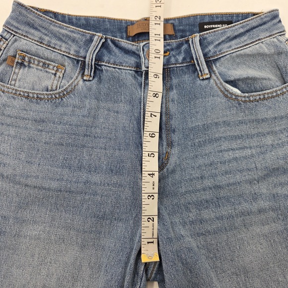 Judy Blue Mid Rise Rigid Magic Release Hem Size 7/28 Boyfriend Denim Jeans 88818 - Picture 6 of 9